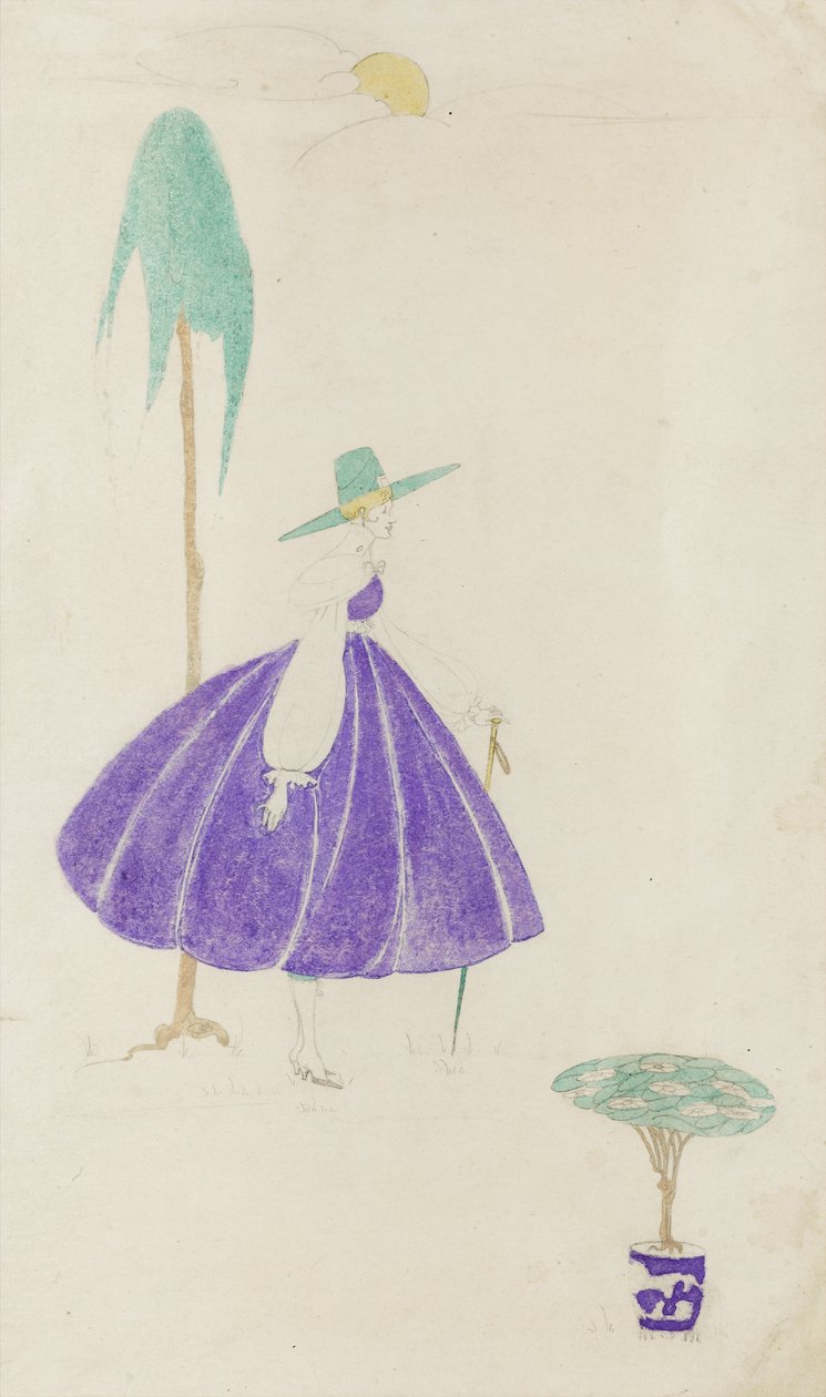 紫色礼服的妇女，1914年 作者 五月加德纳
