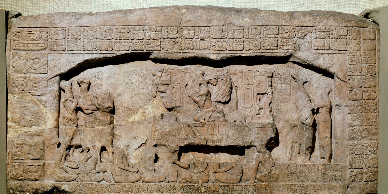 来自危地马拉Peten的Piedras Negras的Lintel 3，经典晚期（公元600  -  900年） 作者 玛雅人