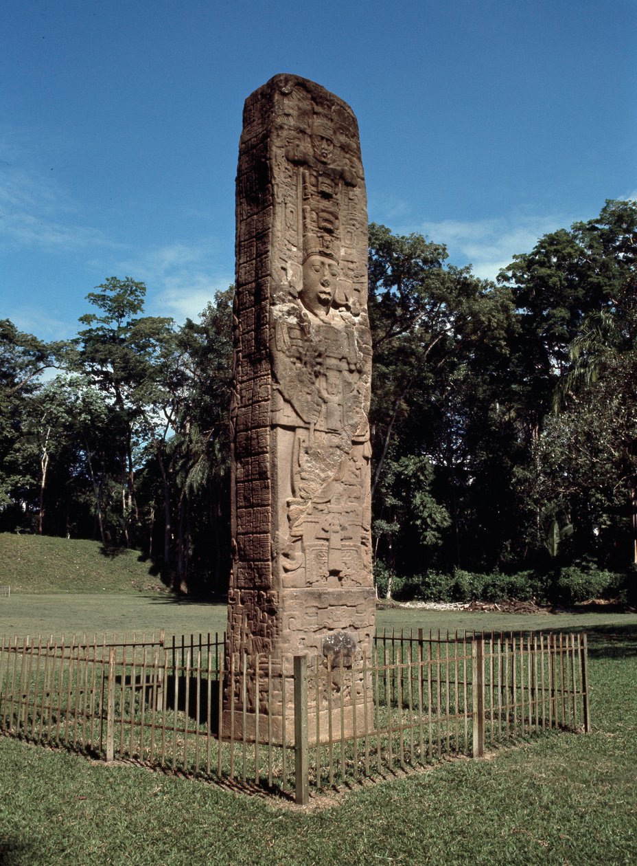 Detail of the stele E on the great square 作者 玛雅人