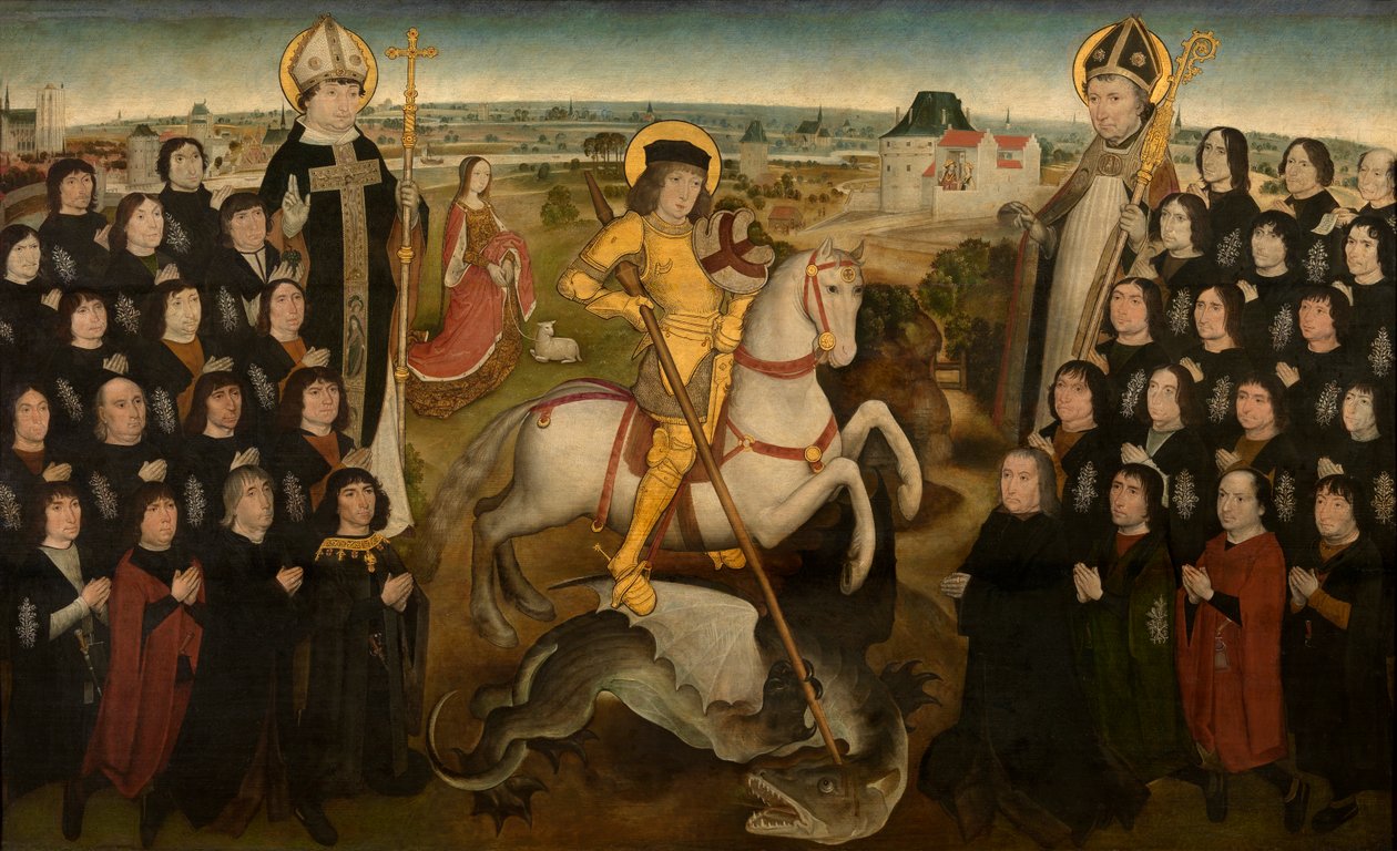 马林大型十字弓行会的成员，约 1500 年（面板油画） 作者 Meester van de Mechelse Sint Jorisgilde