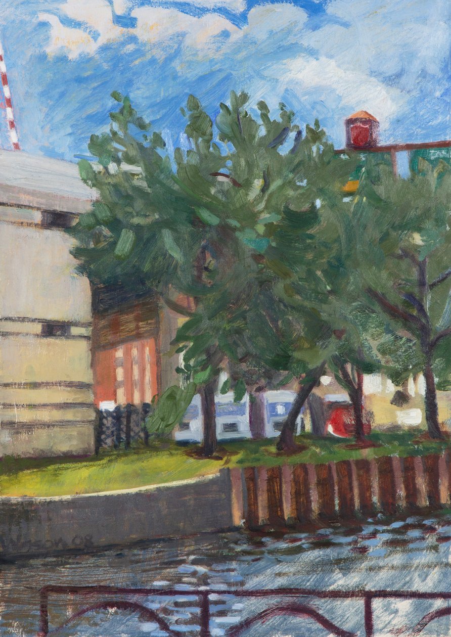 伊利街的芝加哥河，2008 年（布面油画） 作者 梅根·威廉姆森