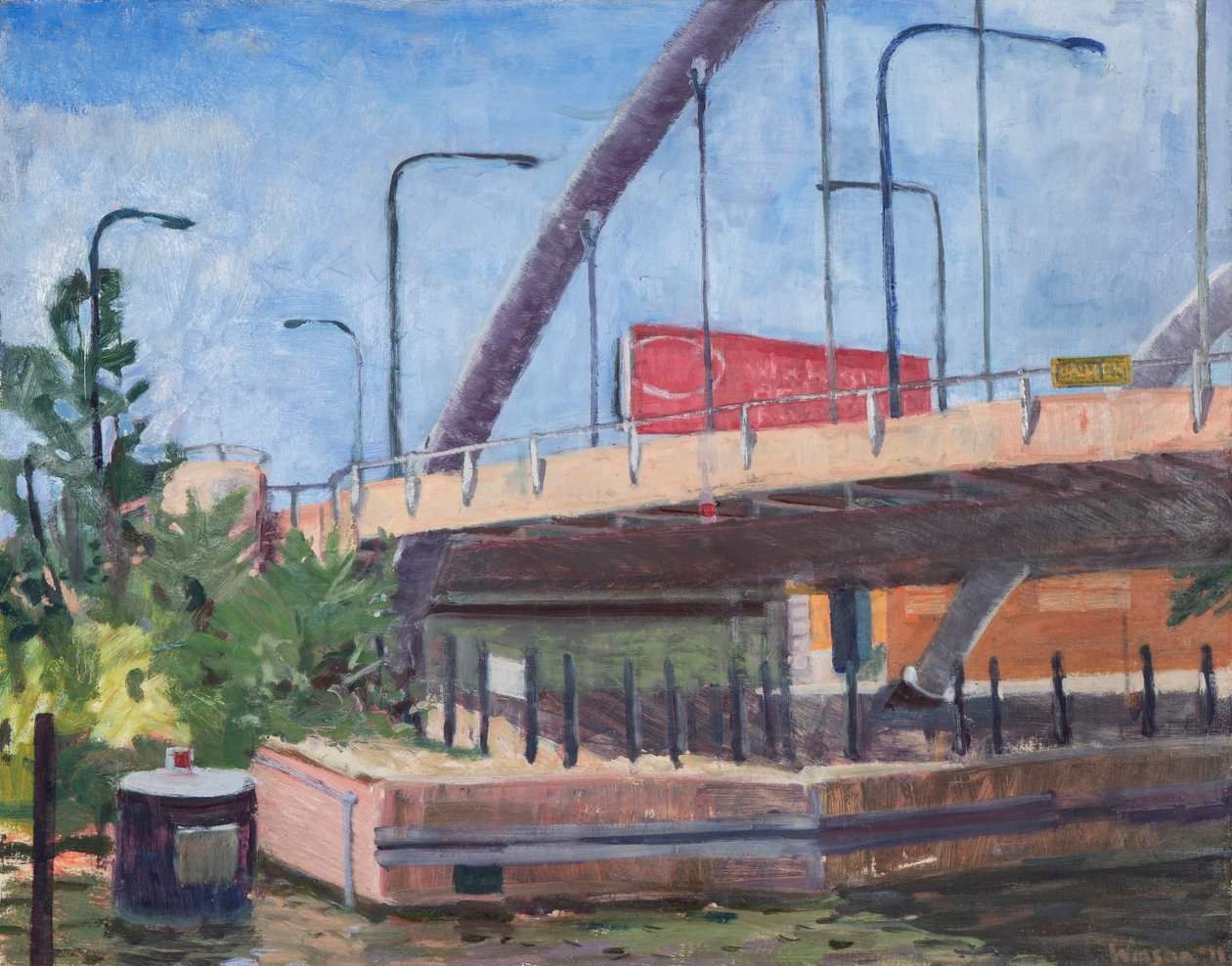 河上的达门桥，2011 年（布面油画） 作者 梅根·威廉姆森