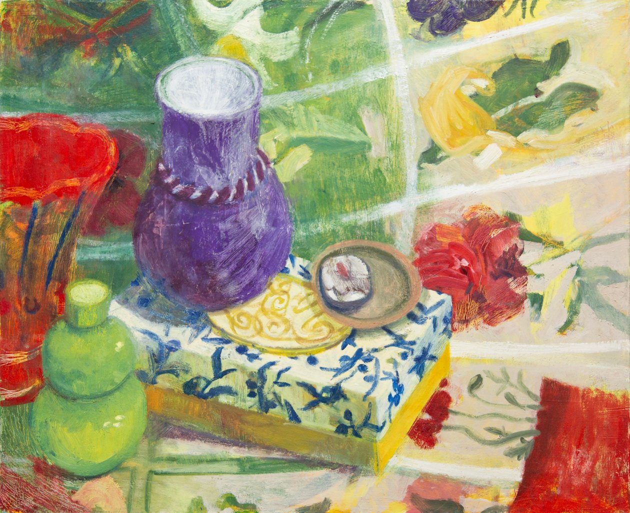 有三个花瓶的静物》，2017 年（布面油画） 作者 梅根·威廉姆森