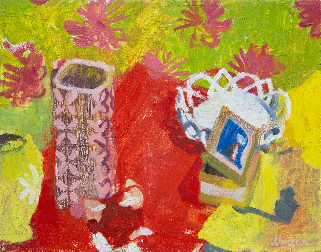 带白篮的静物》，2006 年（布面油画） 作者 梅根·威廉姆森