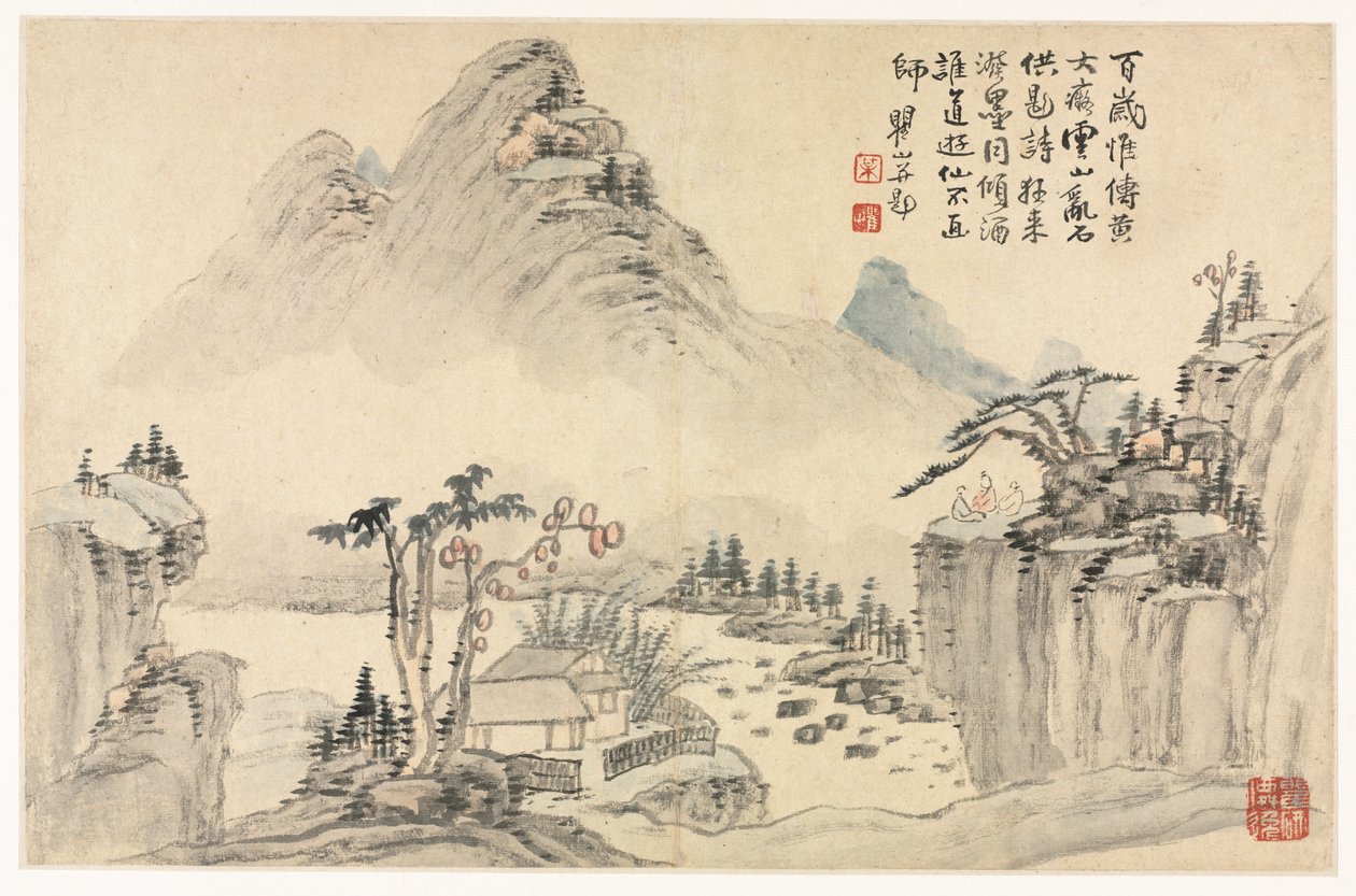 模仿古代大师的各种风格的风景画 作者 梅青