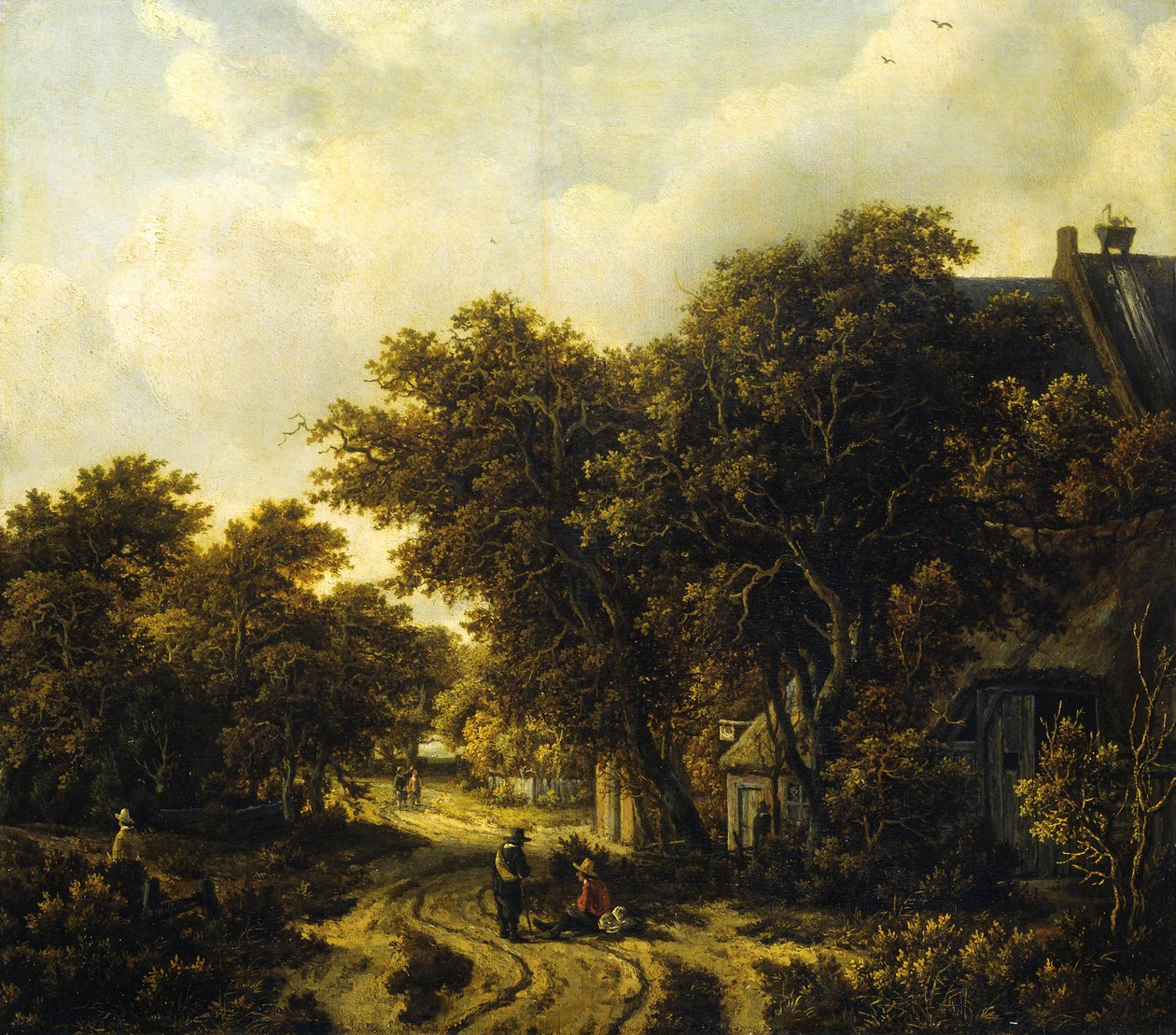 德语：Landschaft mit Wirtshaus 有客栈的景观 作者 迈德特·霍贝玛