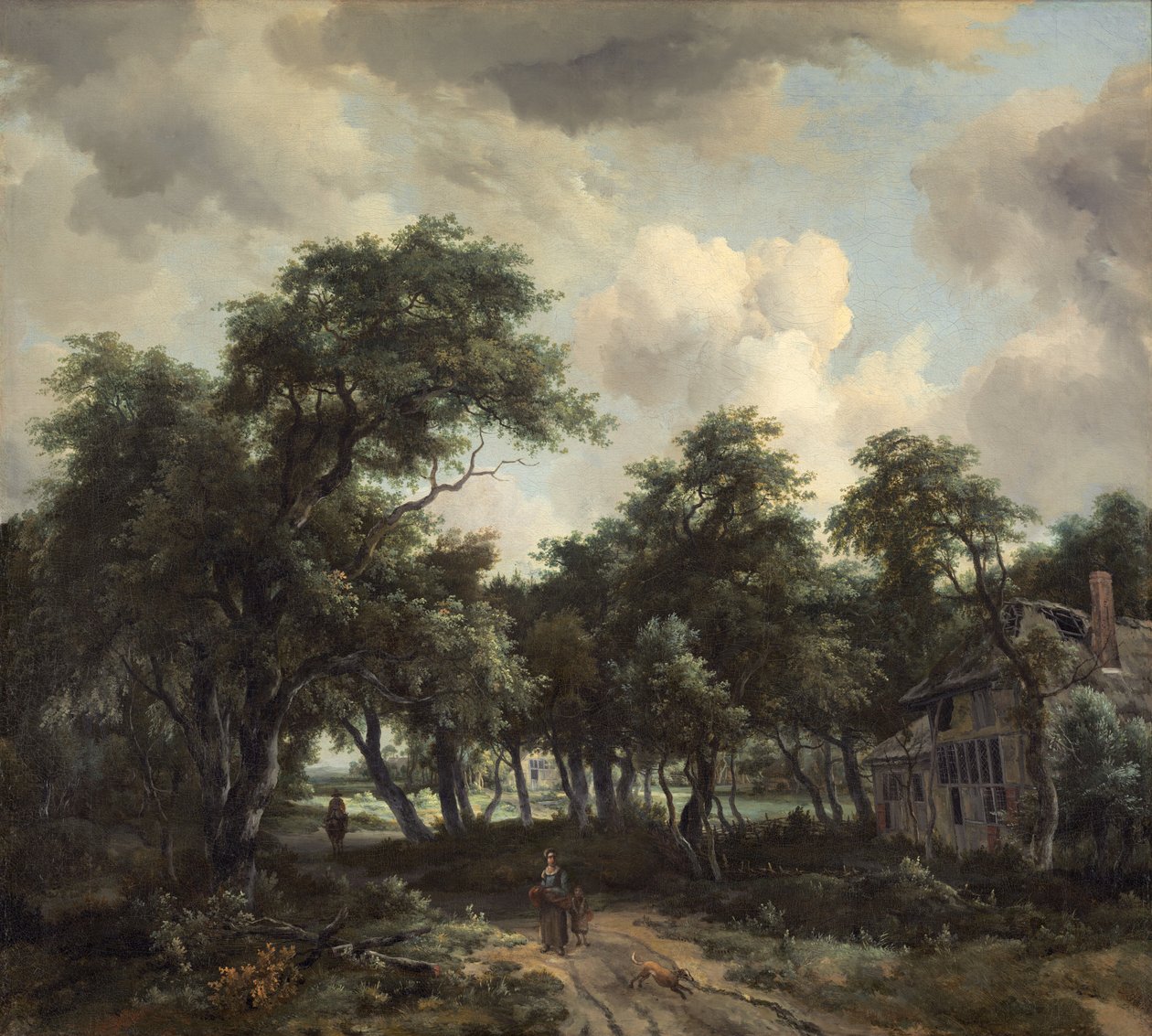 树间小屋，约 1664 年（布面油画） 作者 迈德特·霍贝玛