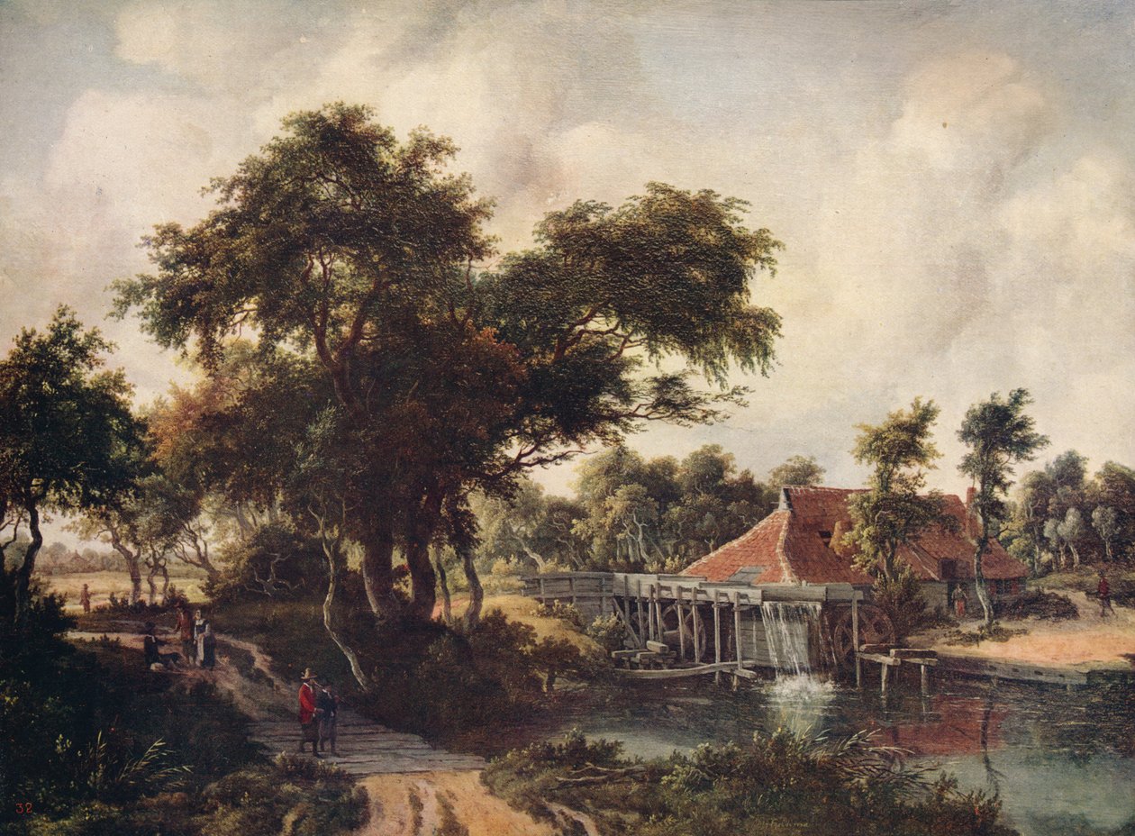 水车风景，c1665，c1915 作者 迈德特·霍贝玛