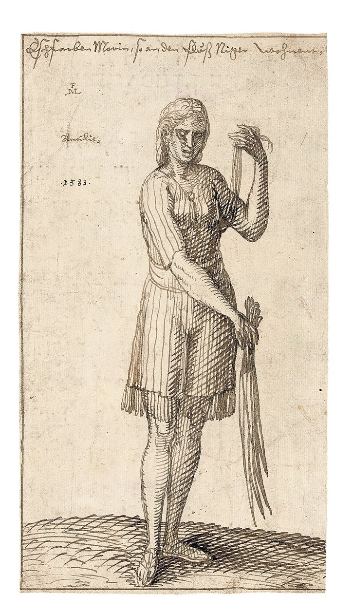 1583年，一位尼日利亚妇女拿着芦苇 作者 梅尔基奥尔（Melchior Lorck）