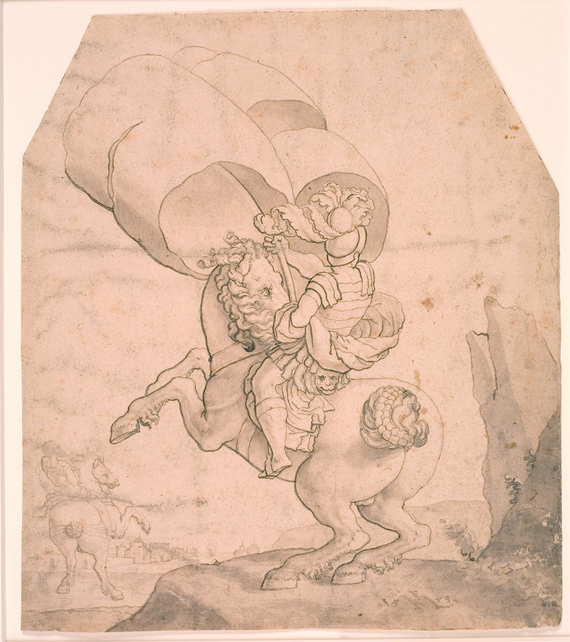 两个骑士，最前面的骑士手持标枪 作者 梅尔基奥尔（Melchior Lorck）