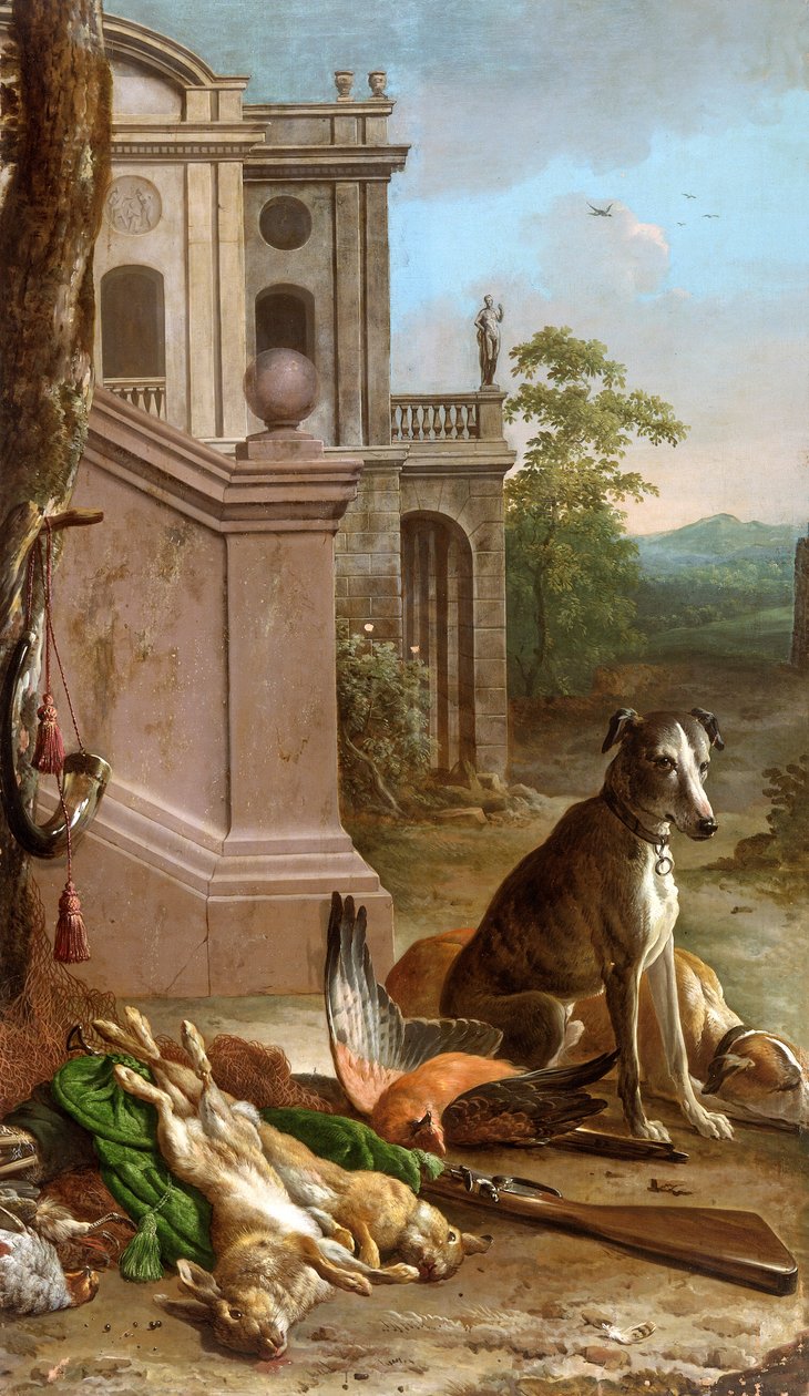风景中的死亡游戏，1674年。 作者 Melchior d'Hondecoeter