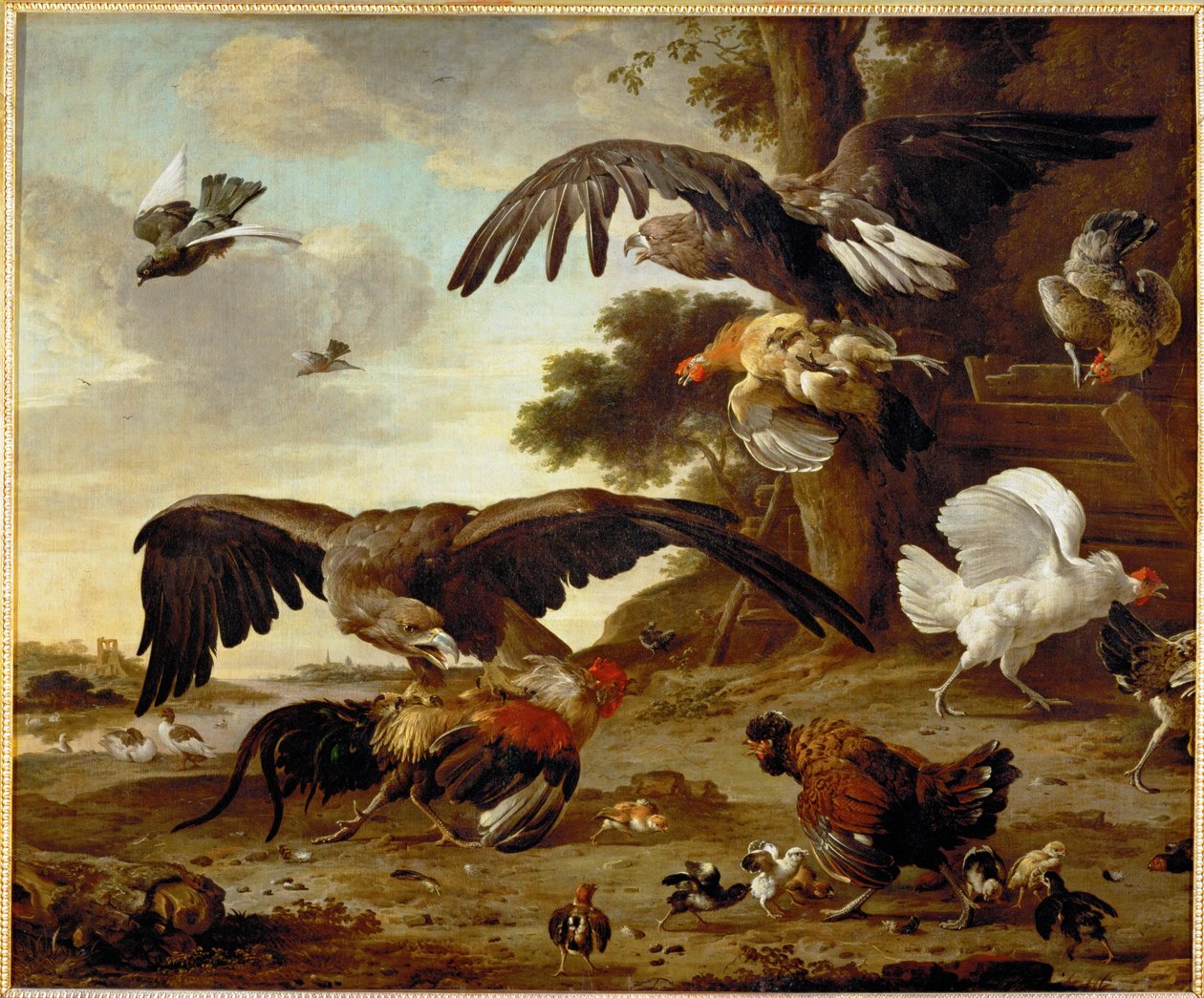 老鹰攻击小鸡 ... 作者 Melchior de（方式）Hondecoeter