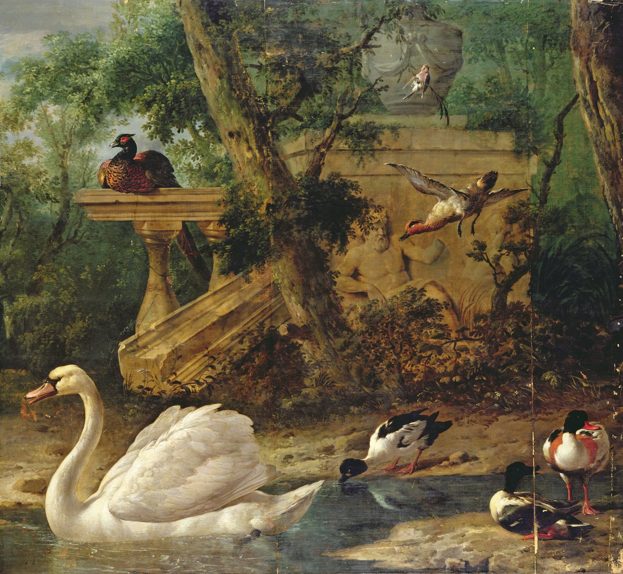 花园里的小鸟（布面油画） 作者 Melchior de Hondecoeter