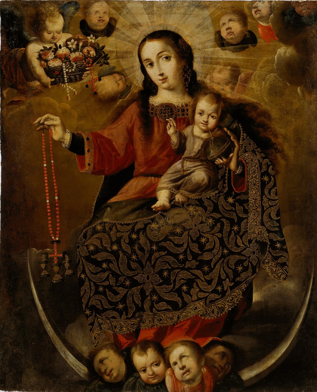 玫瑰圣母堂，17世纪末-18世纪初（金箔，布面油画） 作者 MelchorPérezdeHolguín