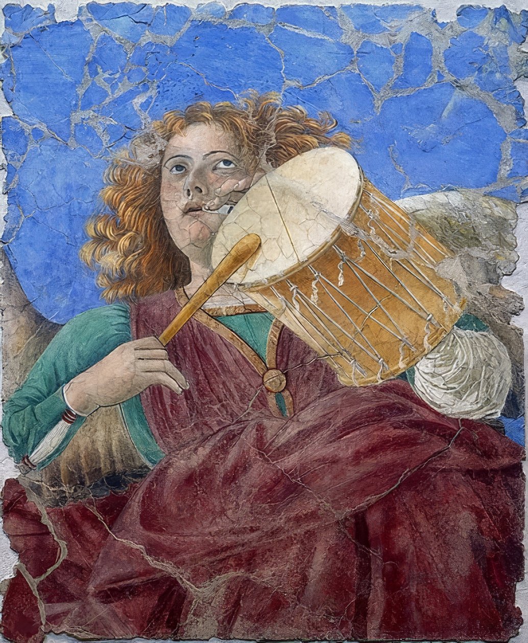 天使在做音乐。约于1480年 作者 Melozzo da Forli