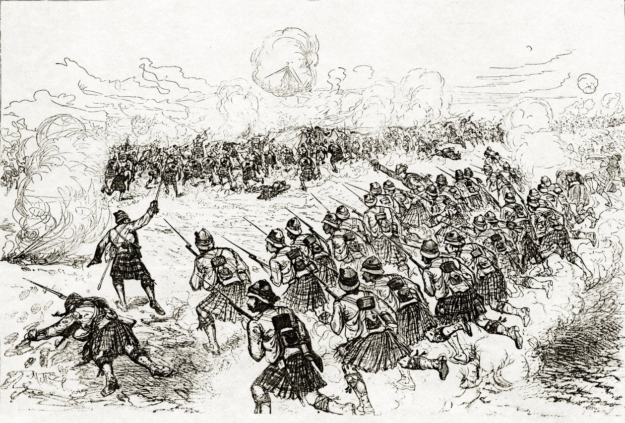 1882年10月在“伦敦画报新闻”上发表的关于Tel el-Kebir战役的黑色手表 作者 梅尔顿·普里尔