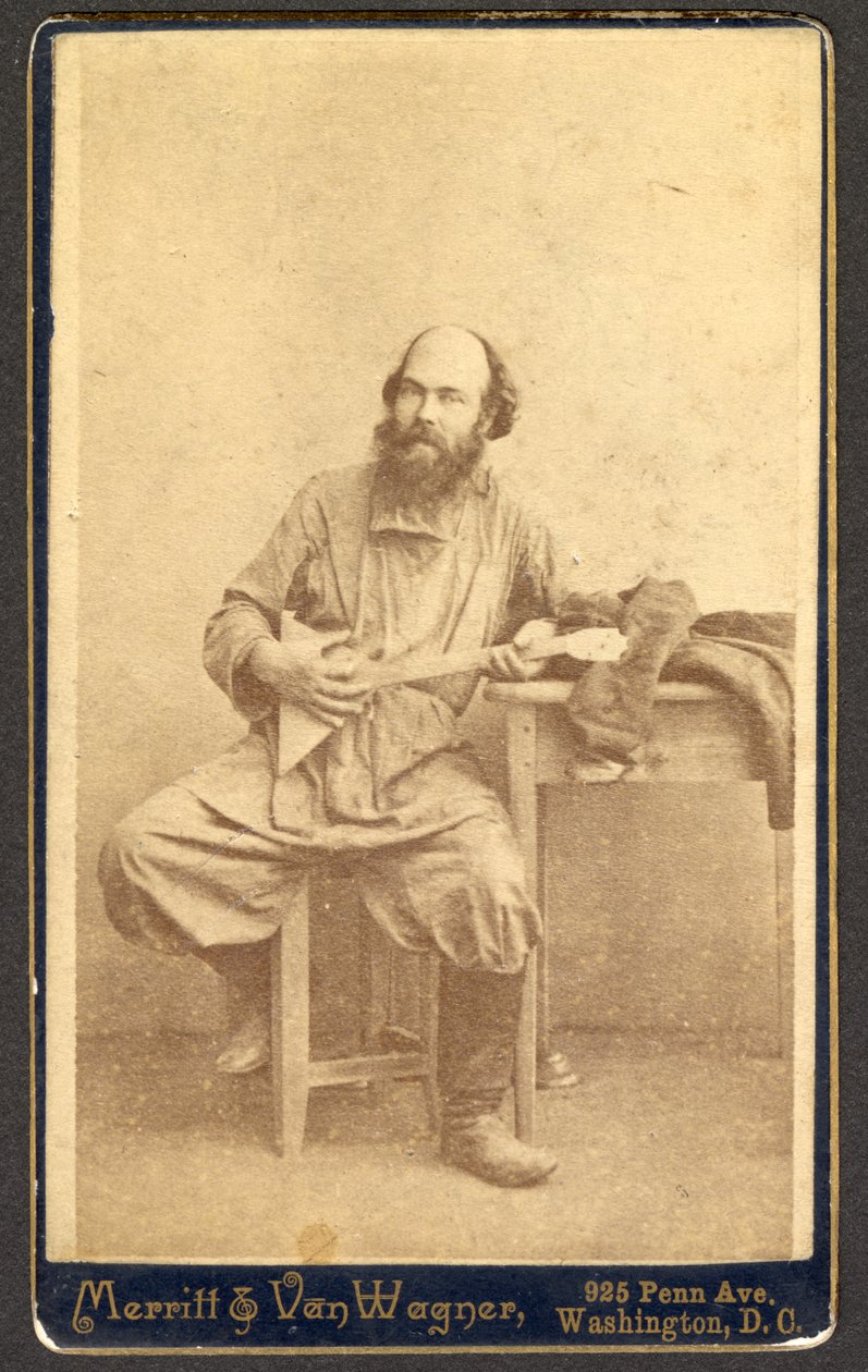 携带巴拉莱卡的身份不明的男子肖像，1886年至1895年间。 作者 梅里特和范瓦格纳