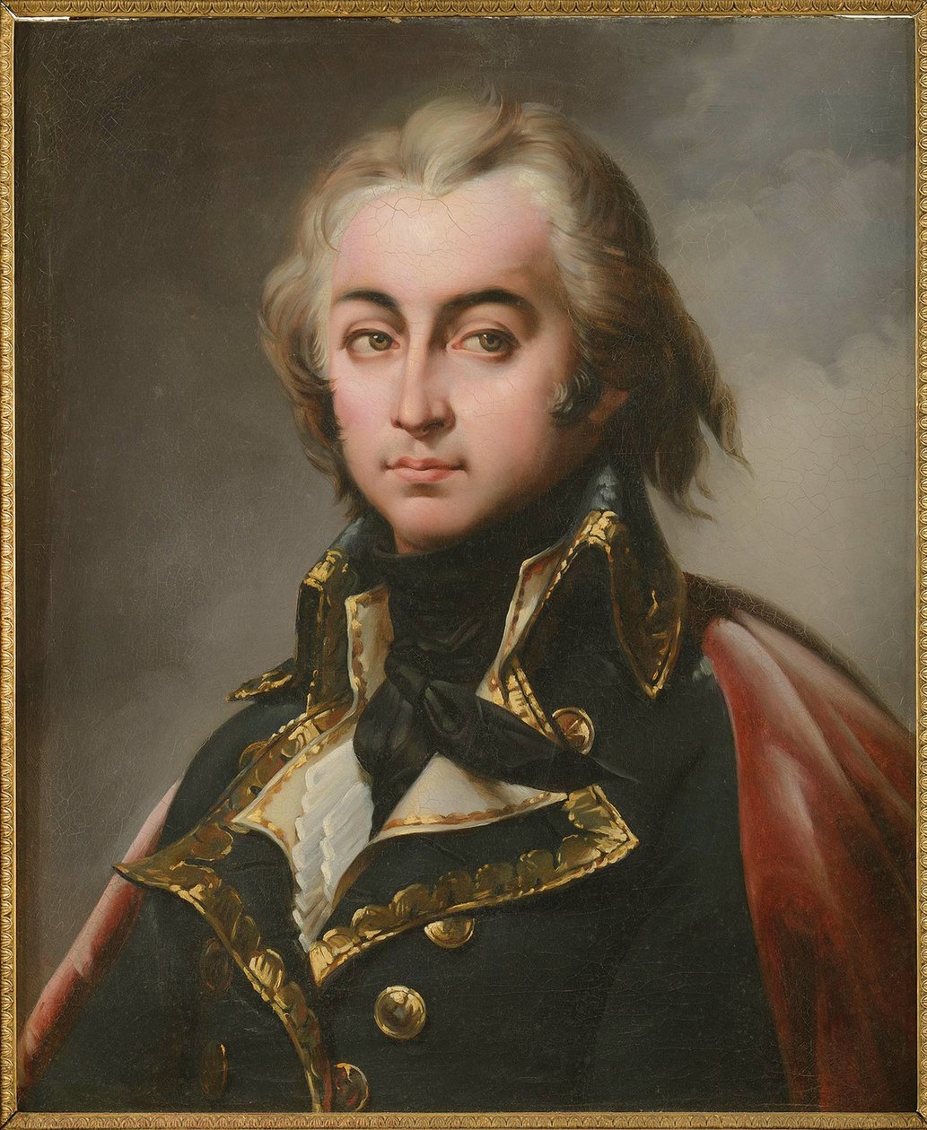 让-巴蒂斯特 (Jean Baptiste) Cyrus de Timbrune de Thiembronne, 瓦朗斯伯爵 (1752-1822)，Blondel, Merry-Joseph (1781-1853)。 布面油画。 尺寸：65x54 厘米。 私人收藏 作者 快乐的约瑟夫·布朗德尔