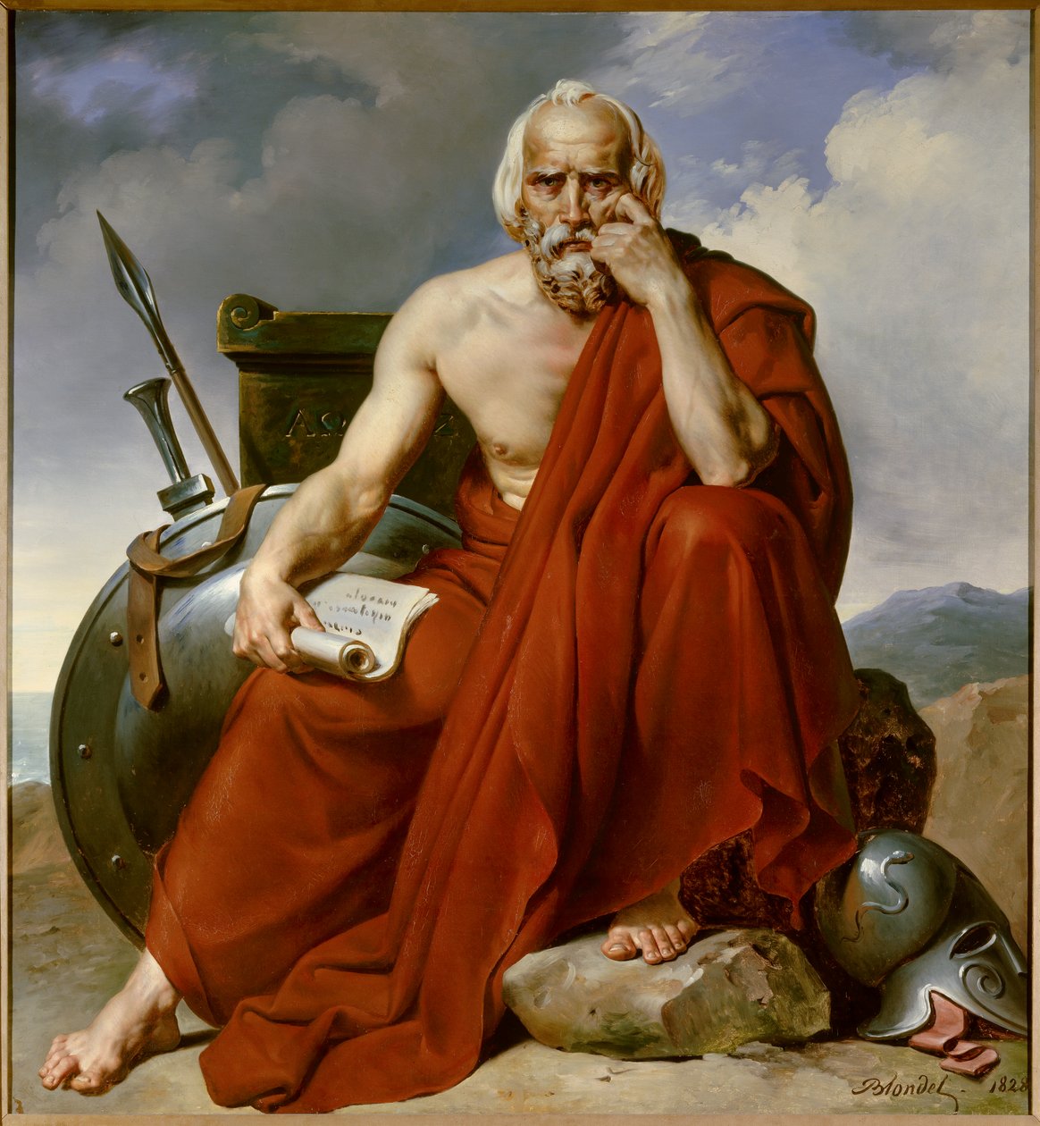 斯巴达立法者莱库格 (Lykourgos) 的肖像。 Merry Joseph Blondel (1781-1853) 的绘画 作者 快乐的约瑟夫·布朗德尔