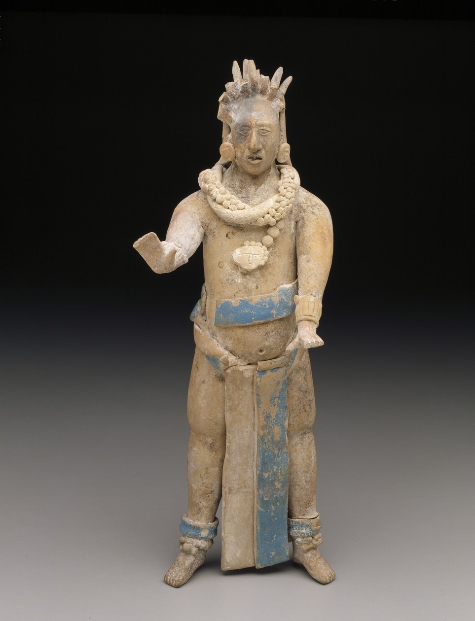 塑像：站立的人，古典晚期，公元650-900年（陶瓷和涂料） 作者 中美洲中美洲