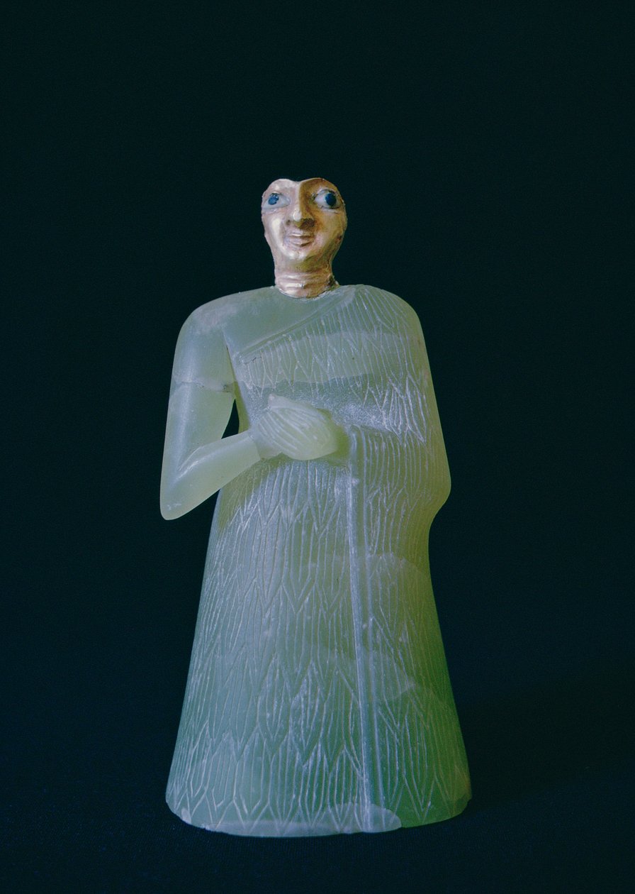 女性形象，来自Nippur，公元前2700年（石膏和金） 作者 美索不达米亚