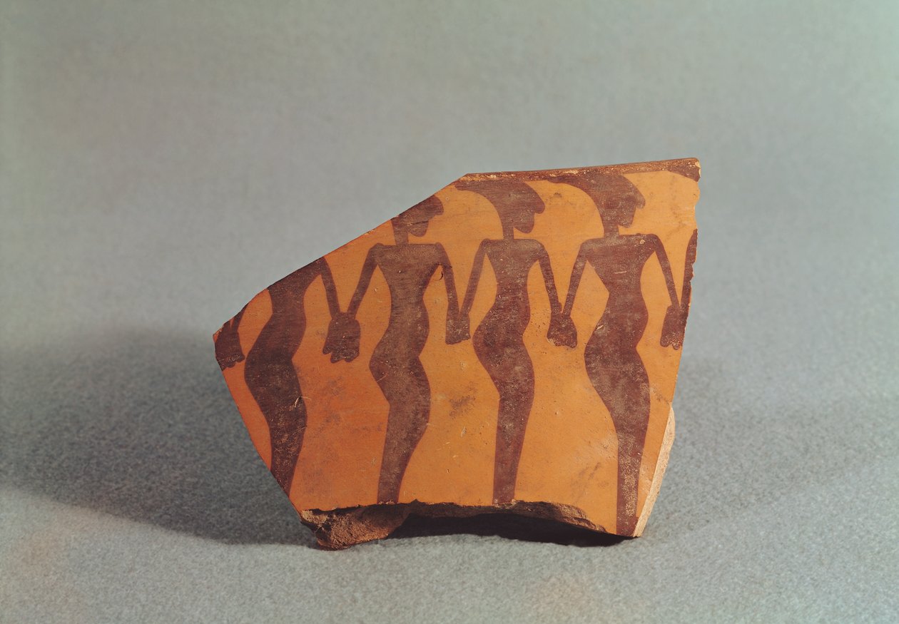 描绘跳舞女性的陶器碎片，c.5000-4000（陶瓷） 作者 美索不达米亚