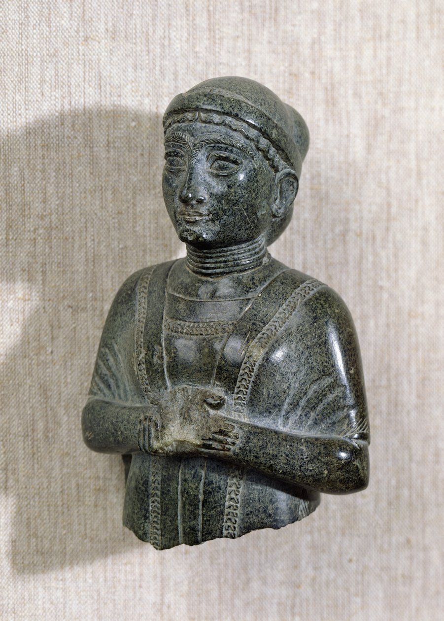 Gudea家族的公主，“披肩的女人”，来自Telloh（古代Girsu）c.2130-2150 BC（滑石） 作者 美索不达米亚
