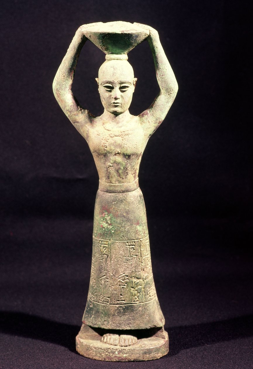 从Uruk，Protoliterate Period，公元前3千年（青铜）的祭祀仪式的小雕像 作者 美索不达米亚