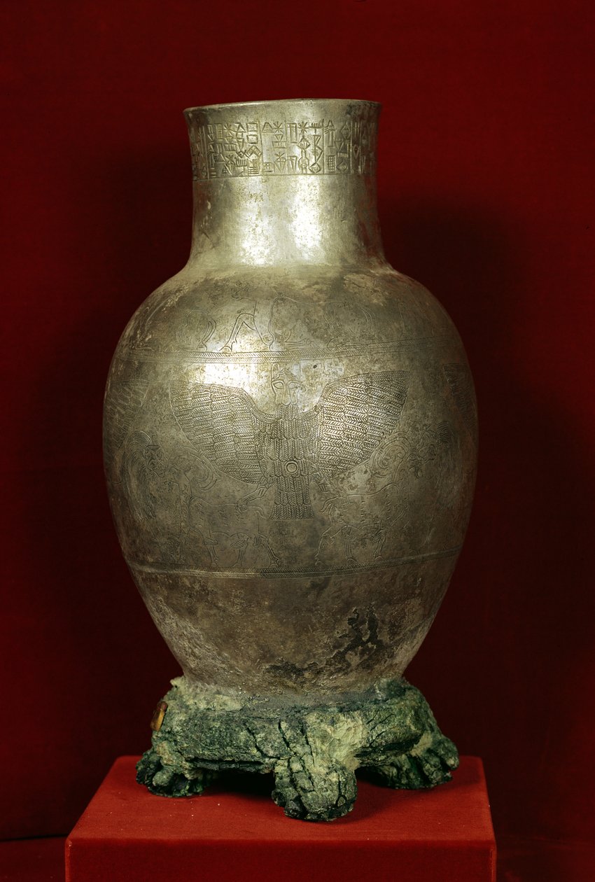 Entemena致神Nigirsu的花瓶，来自Tello（Ancient Girsu）公元前2400年（铜和银） 作者 美索不达米亚