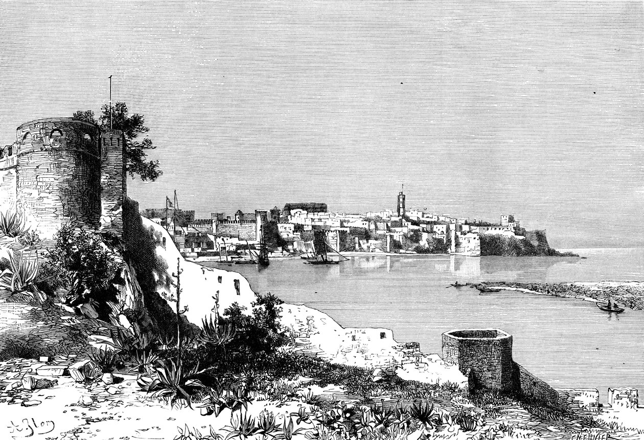 拉巴特（Rabat）和摩洛哥Bu-Regrag河的河口，1895年。 作者 穆尼耶