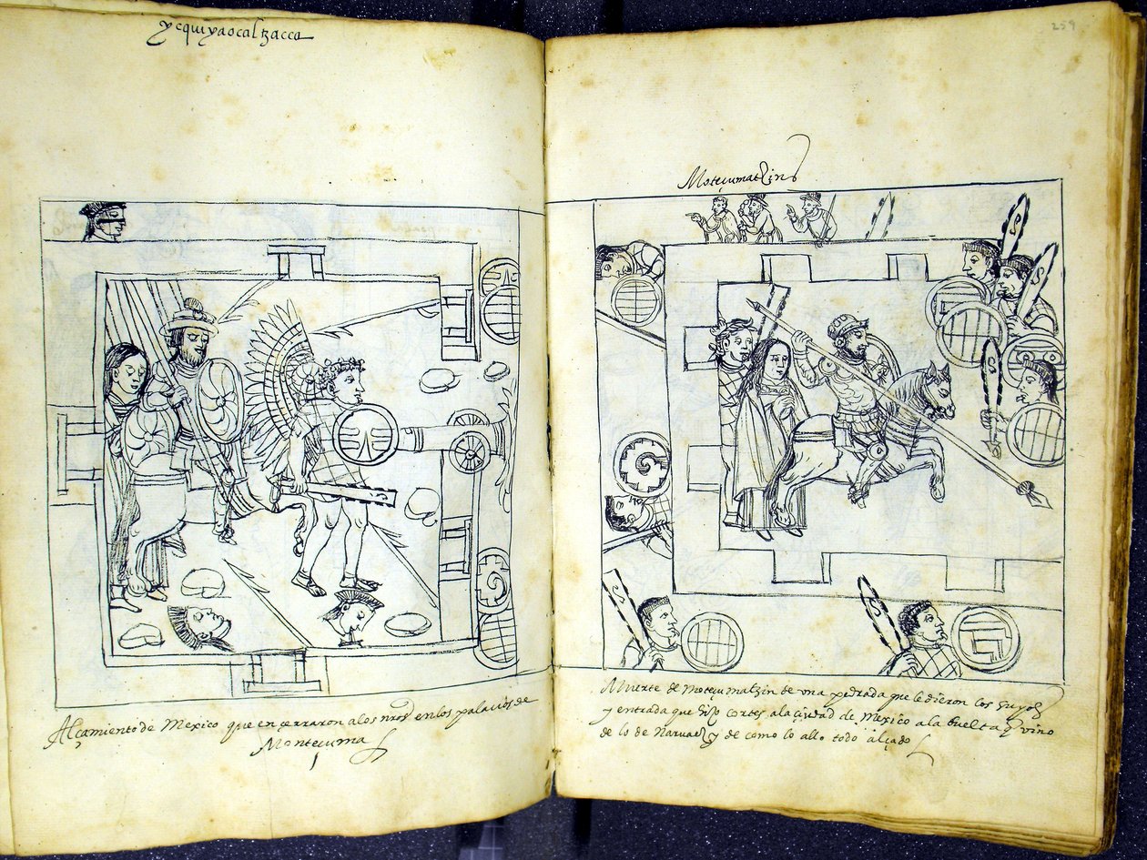 Hunter 242 f.258v和f.259r，来自Diego Munoz Camargo的“Historia de Tlaxcala” 作者 墨西哥学校