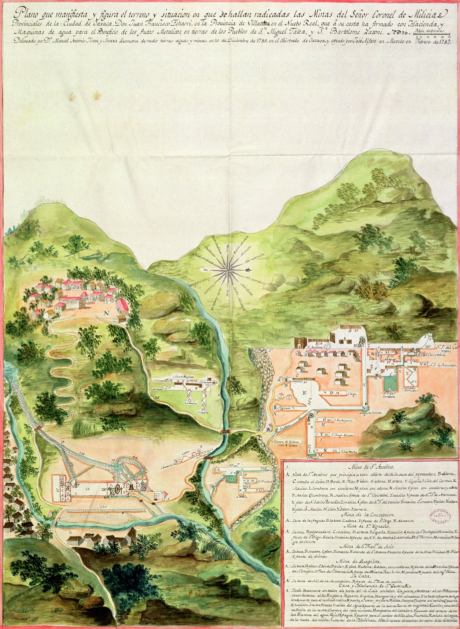 墨西哥瓦哈卡矿山计划，1785-87（笔墨水和纸上厕所） 作者 墨西哥学校