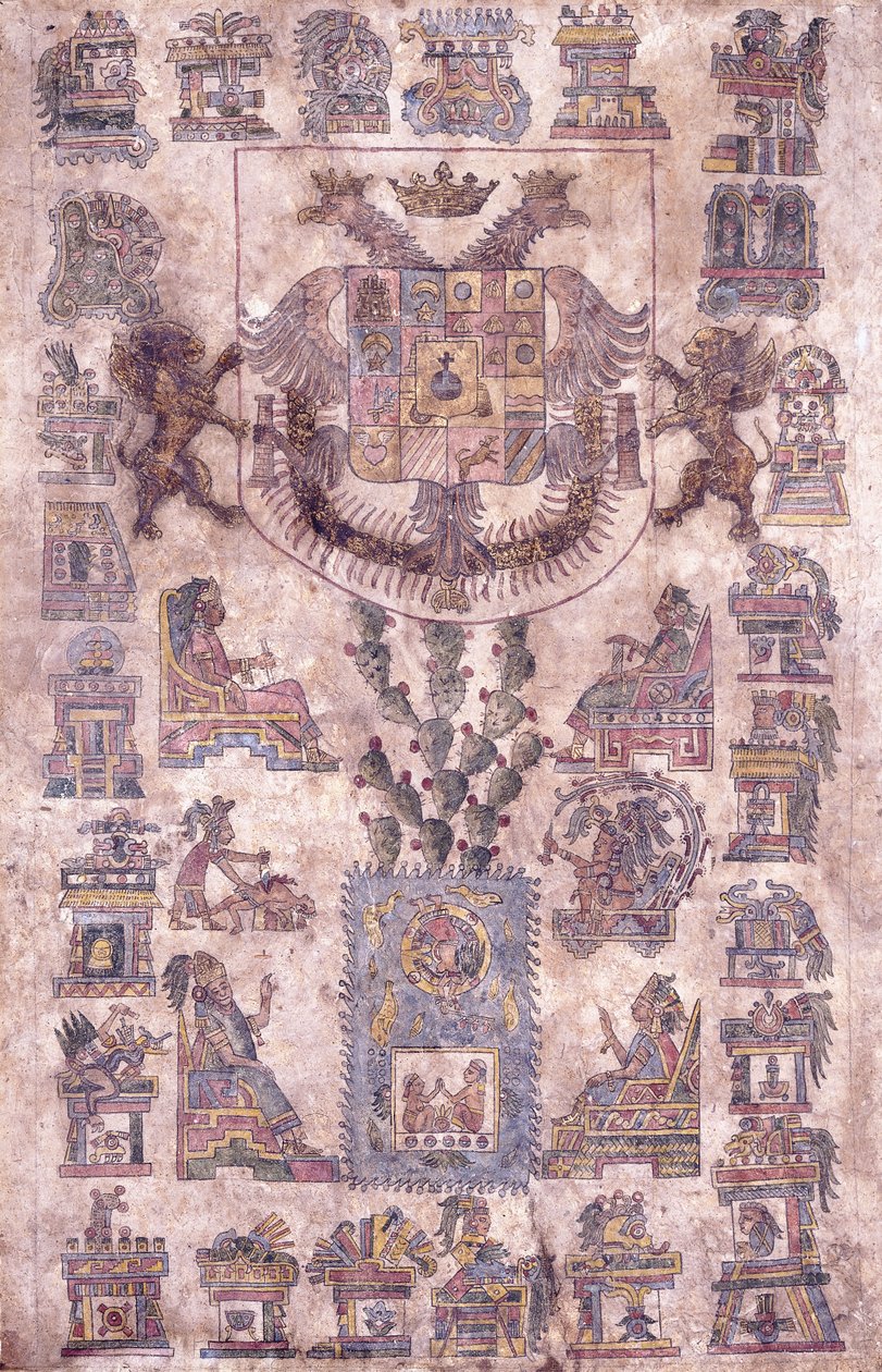 墨西哥的照明文件，展示总督索托马约尔的徽章，约1645年 作者 墨西哥学校