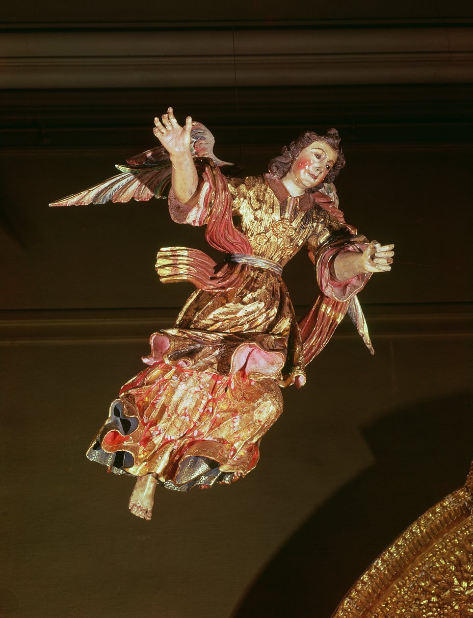 圣约瑟夫教堂祭坛上方的天使（彩绘木） 作者 墨西哥学校