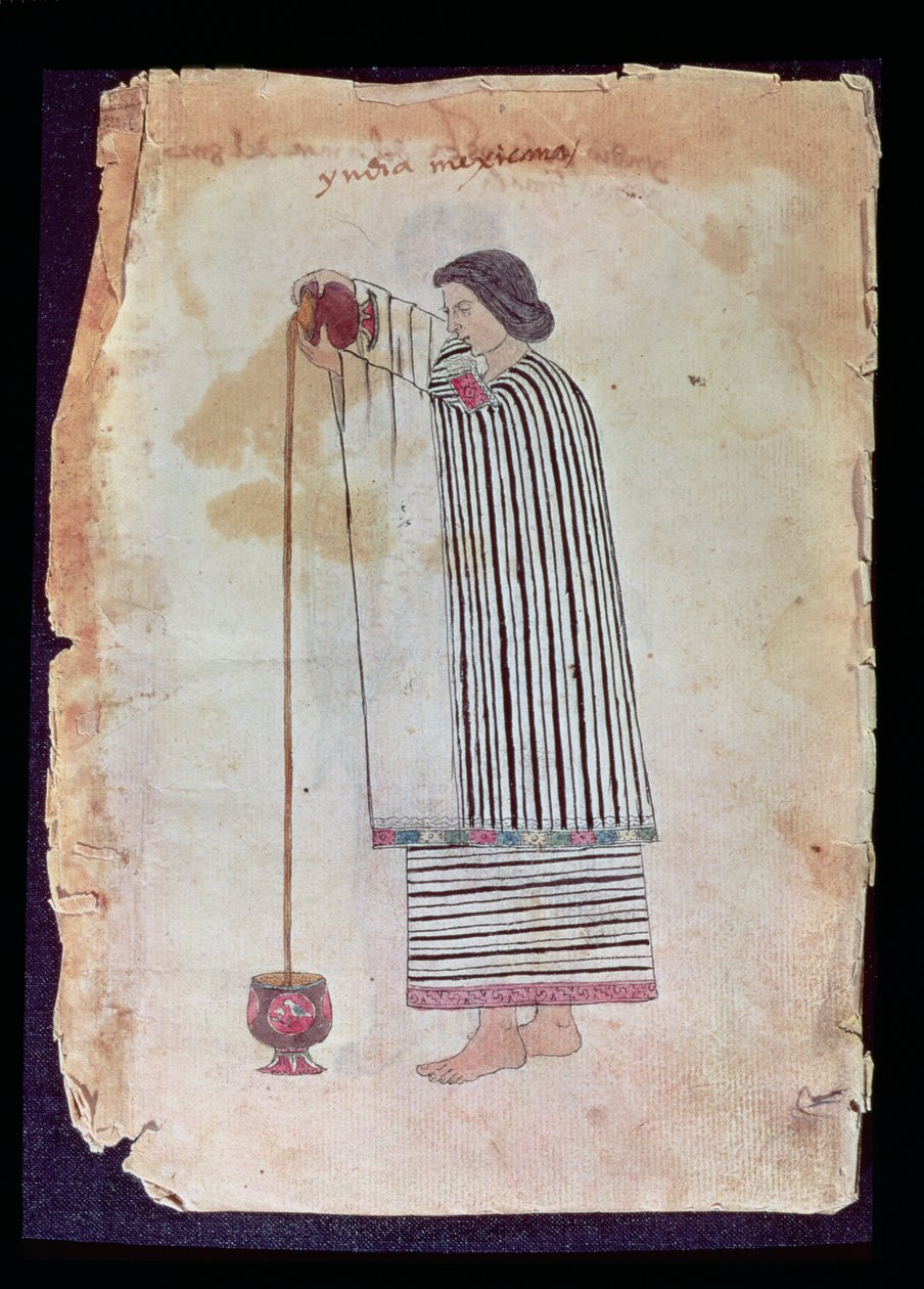 墨西哥印第安人准备巧克力，来自法典Tuleda，1553年 作者 墨西哥学校