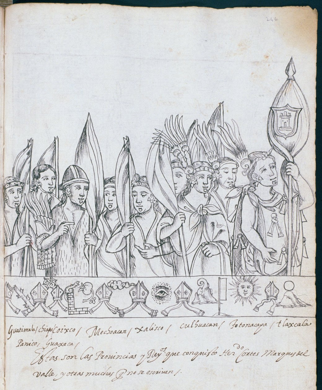 亨特女士242 f.246r墨西哥省代表，来自特雷斯卡拉历史学院的Diego Munoz Camargo 作者 墨西哥学校