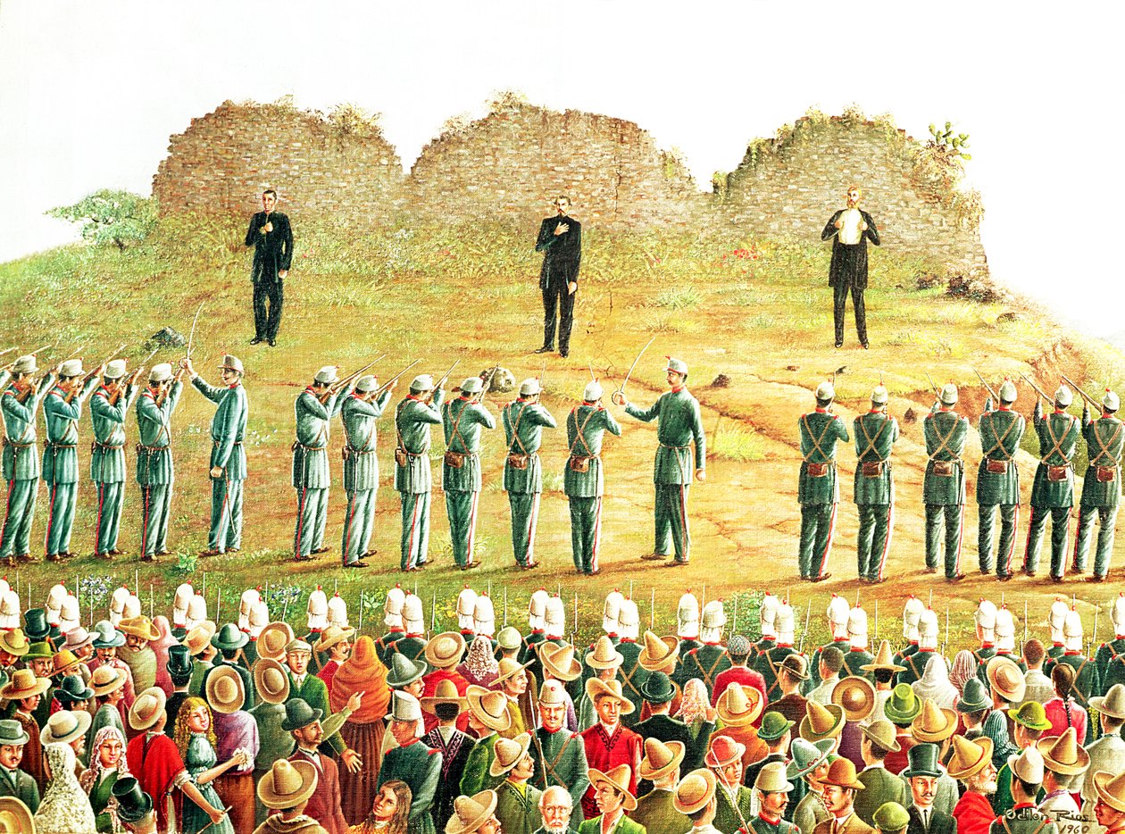 马克西米利安一世的处决（1832-67）（布面油画） 作者 墨西哥学校
