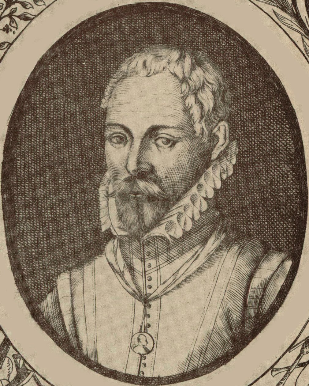 作曲家罗兰·德·拉苏斯（Roland de Lassus）1532-1594的肖像。 作者 梅森斯