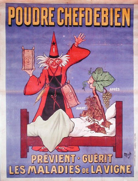 宣传 "La Poudre Chefdebien "预防和治疗葡萄树疾病的海报 作者 我