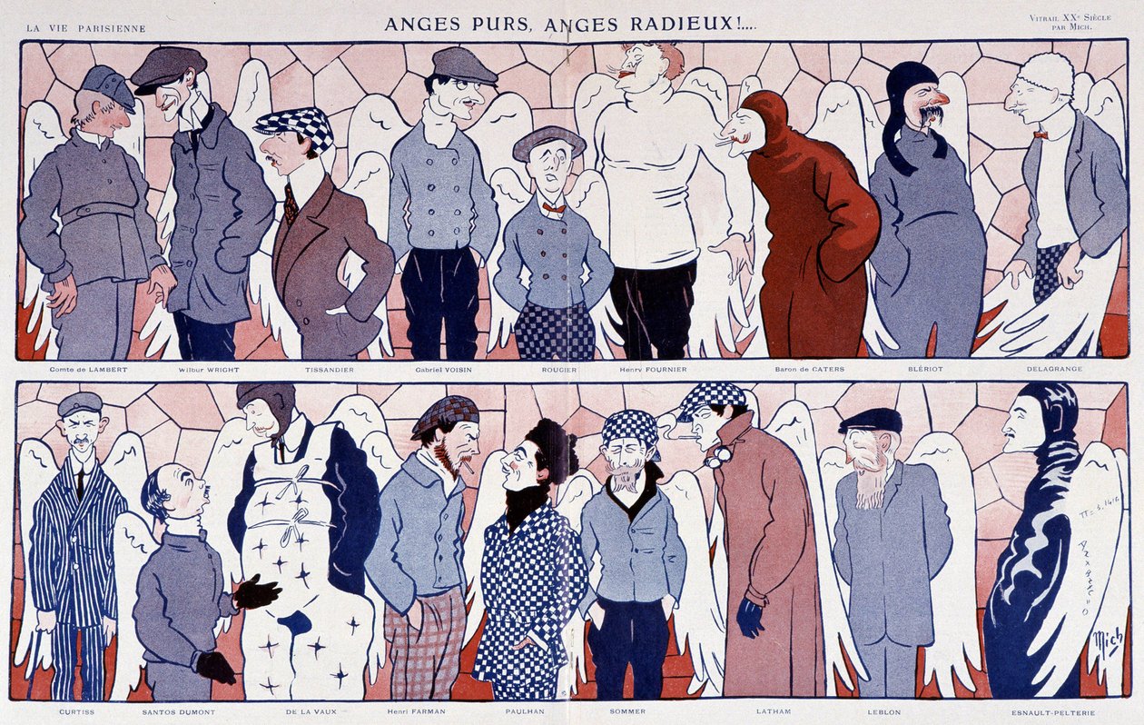 大量著名飞行员作为天使（肖像画廊） - 在“”La Vie Parisienne””1909 年 12 月 11 日。 作者 我