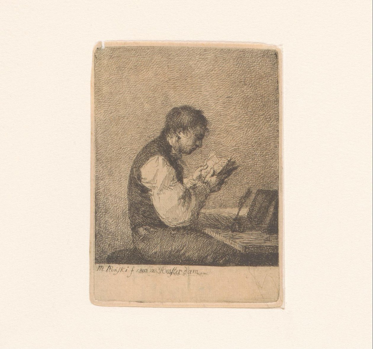 书桌前的读书人
Michał Płoński（系列名称）的 14 幅蚀刻版画 作者 米哈乌·普沃斯基