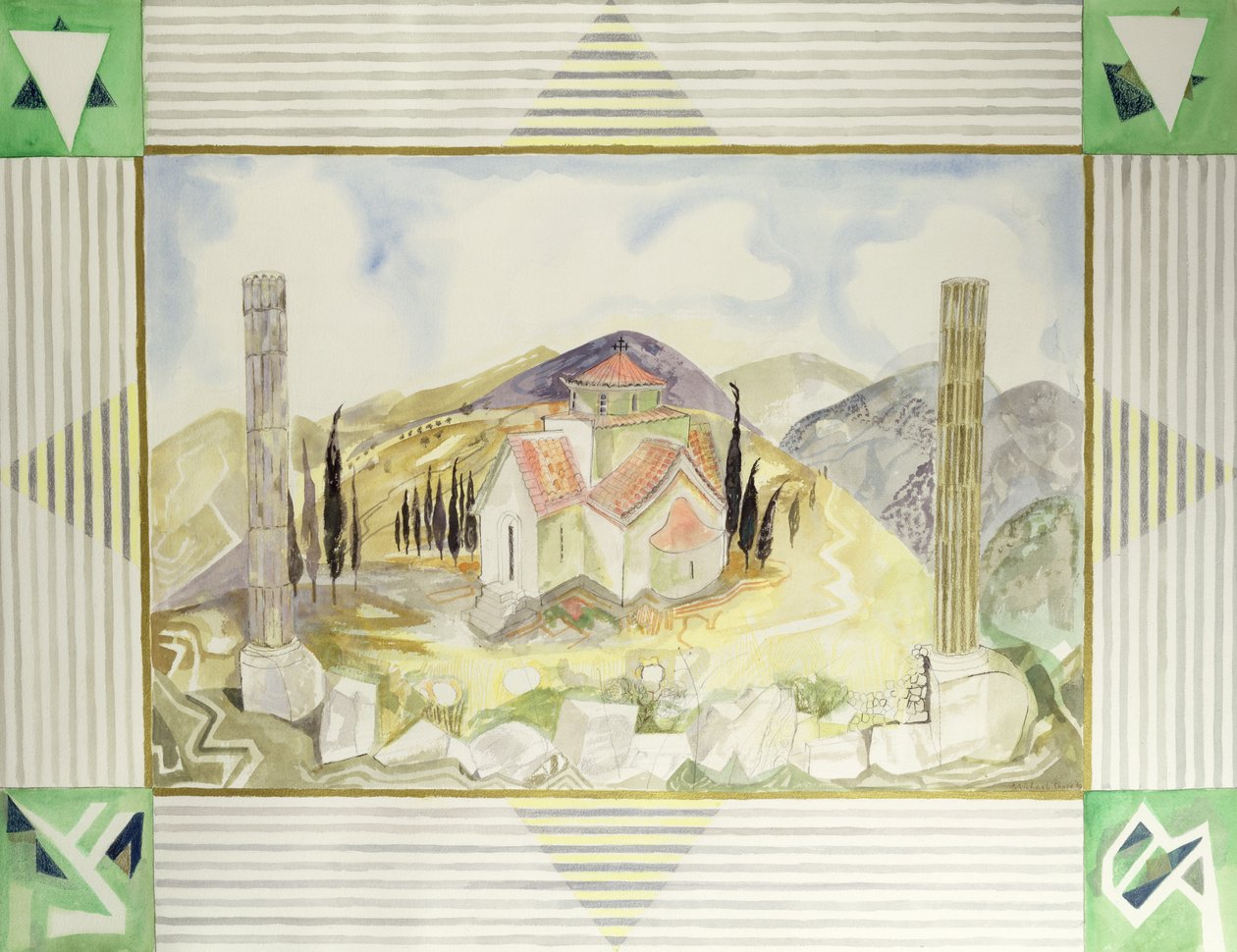 在Hosios Lukas国家的寺庙，来自希腊体验系列，1989年（wc） 作者 迈克尔·蔡斯