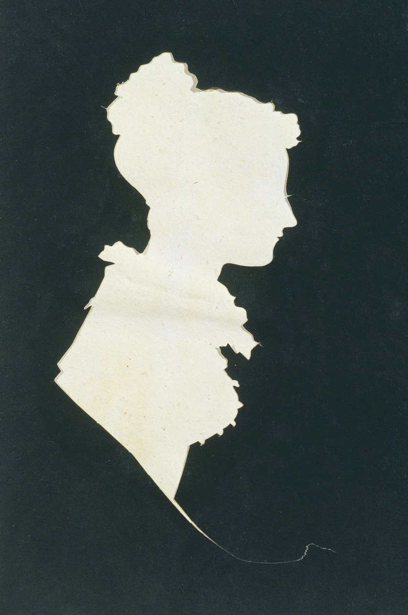 萨拉法拉第（1800-79）的剪影来自Michael Faraday的剪贴簿，1821年（墨水在纸上） 作者 迈克尔·法拉第