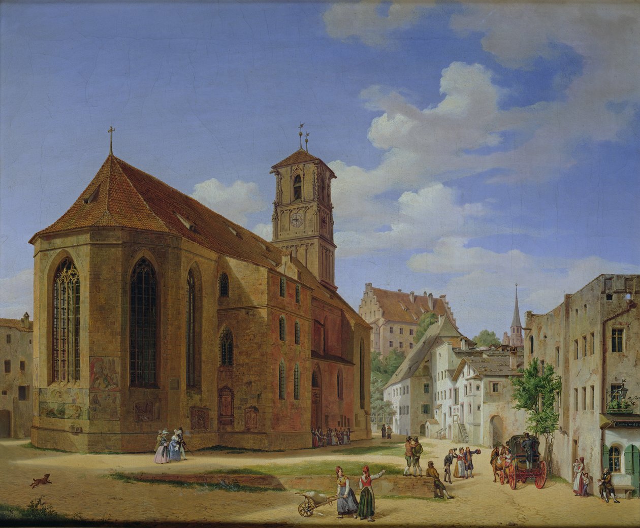 Wasserburg am Inn的教堂广场，1838年 作者 迈克尔·尼尔（Michael Neher）