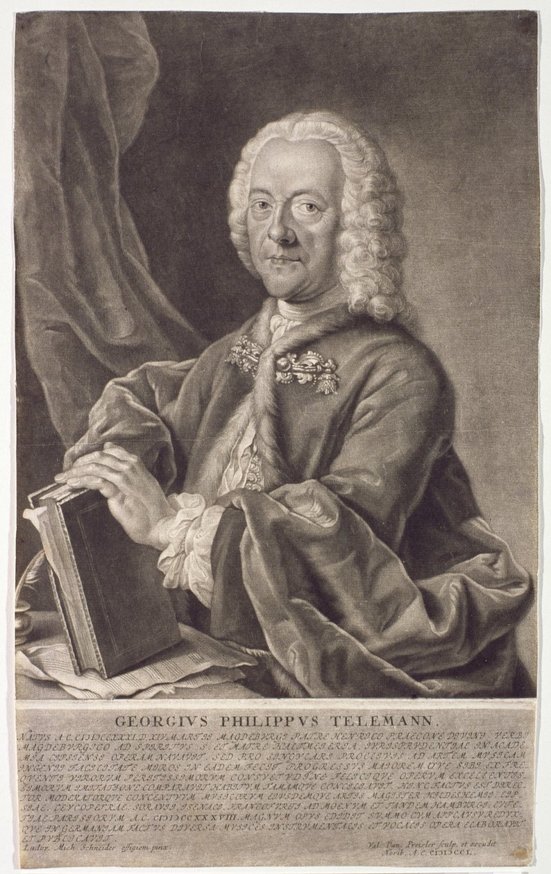 Georg Philipp Telemann（1681-1757）的肖像由Georg Preisler（1700-54）刻 作者 迈克尔·施耐德