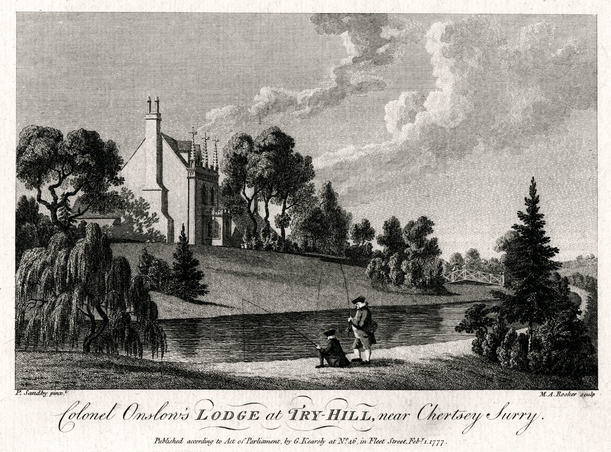 特里希尔山上校Onslows Lodge，靠近彻特西，萨里，1777年 作者 迈克尔·安吉洛·鲁克（Michael Angelo Rooker）