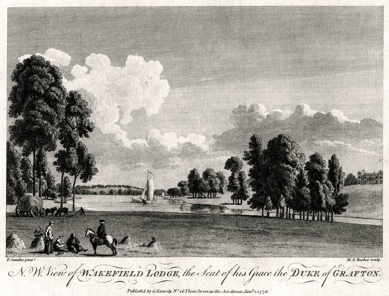 韦克菲尔德旅馆（Wakefield Lodge）的西北景色，格拉夫顿公爵（Grace of Grafton）的座位，1776年 作者 迈克尔·安吉洛·鲁克（Michael Angelo Rooker）