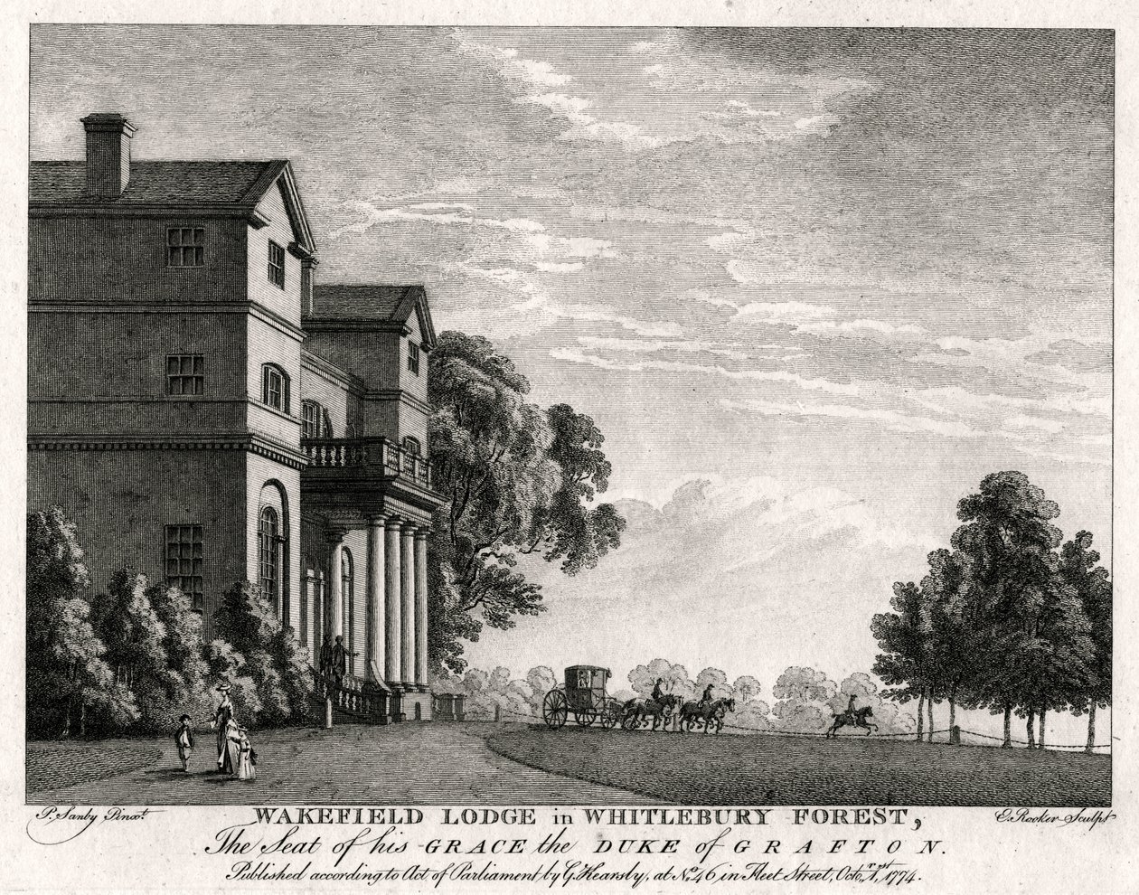 威克伯里森林（Whitlebury Forest），北安普敦郡的Wakefield Lodge，1774年 作者 迈克尔·安吉洛·鲁克（Michael Angelo Rooker）