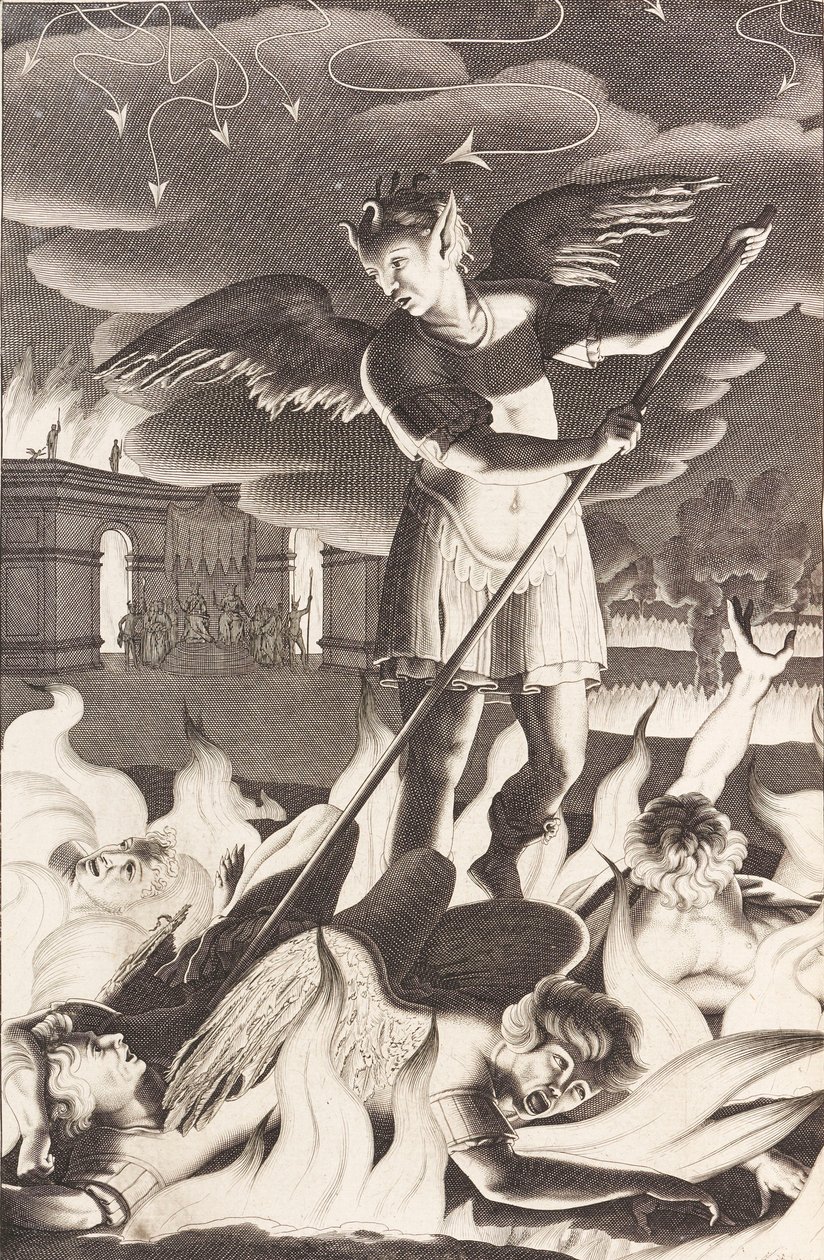 约翰·弥尔顿失乐园的插图，1688年。 作者 迈克尔·伯格斯