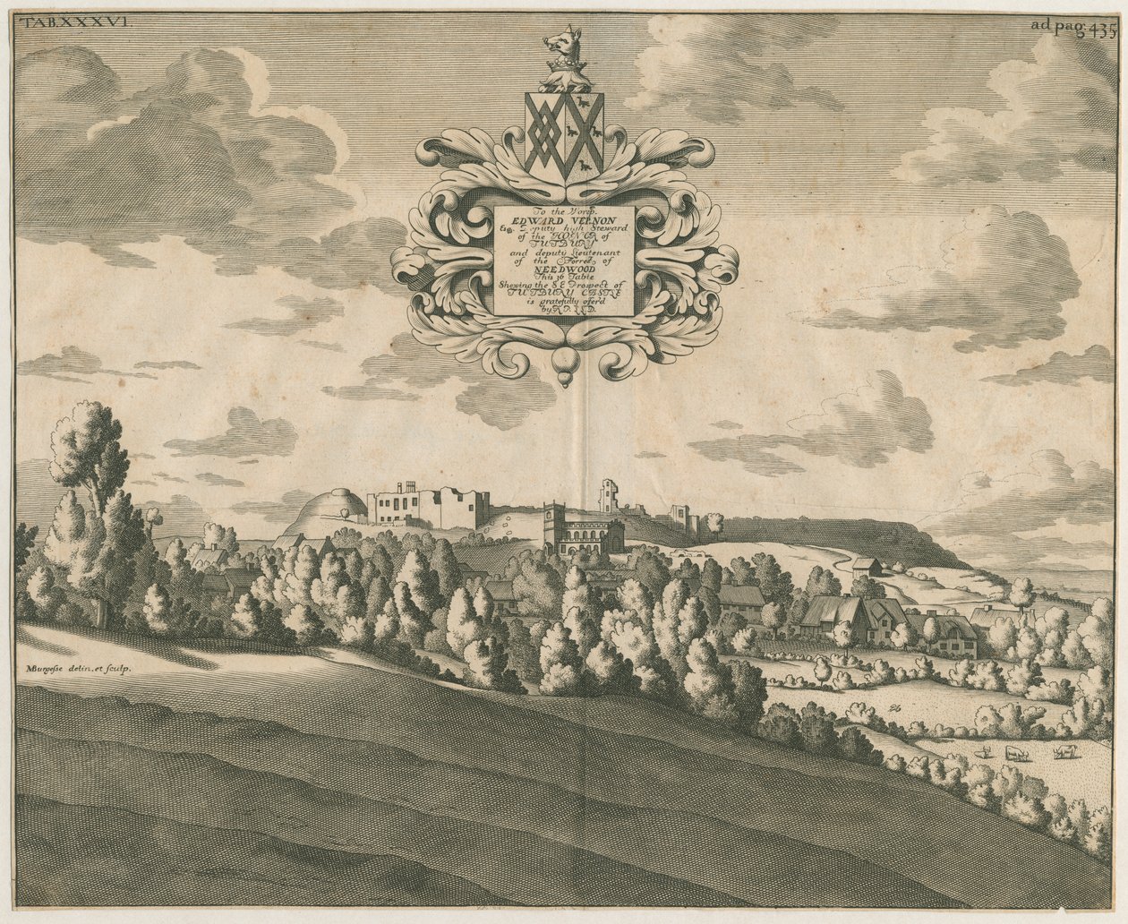 Tutbury城堡-远景：铜版画，编号[c 1686] 作者 迈克尔·伯格斯
